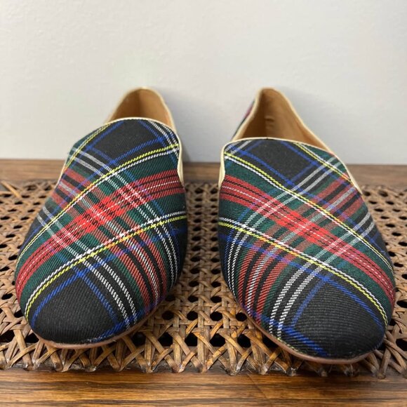 Size 9 J.Crew Factory Stewart Tartan Plaid Smoking Loafers - Picture 5 of 7